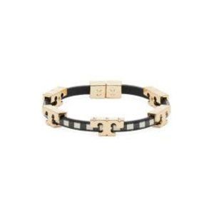Tory Burch Serif Leather 18k Gold Plated  Brass Bracelet + Dust Bag New in Box💖